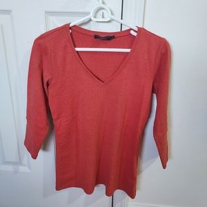 Pendleton cotton V neck 3/4 sleeve knit top